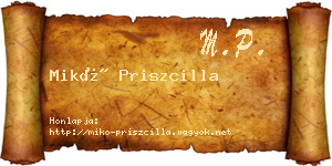Mikó Priszcilla névjegykártya